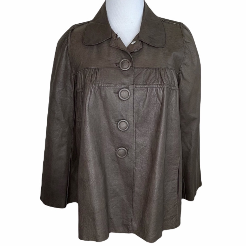 A Common Thread Anthropologie Brown Leather Jacket S